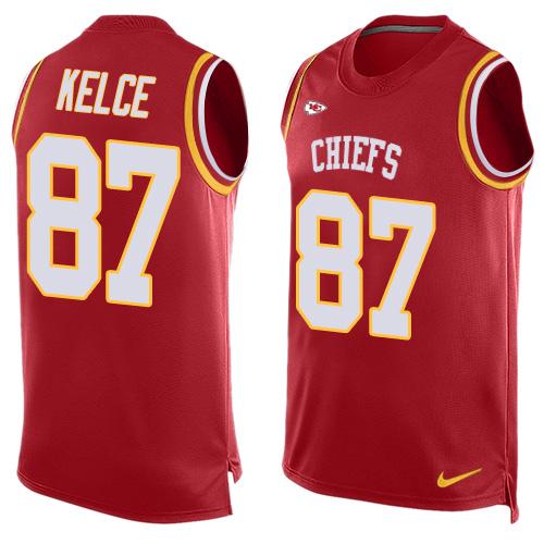 Nike Chiefs #87 Travis Kelce Red Team Color Men's Stitched NFL Limited Tank Top Jersey - Click Image to Close